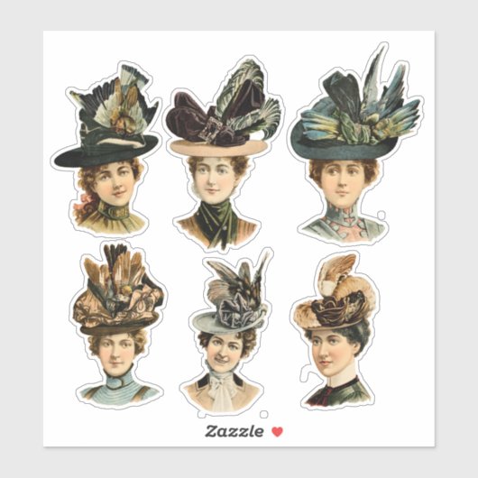 Retro Vrouwen Gezicht Scrapbook Sticker (Vel)