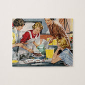 Retro  vrouwen in de keuken legpuzzel (Horizontaal)