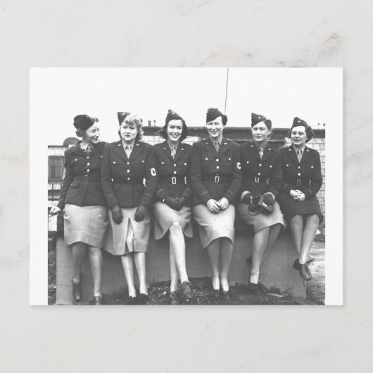 Retro  vrouwen in uniform leger briefkaart (Voorkant)
