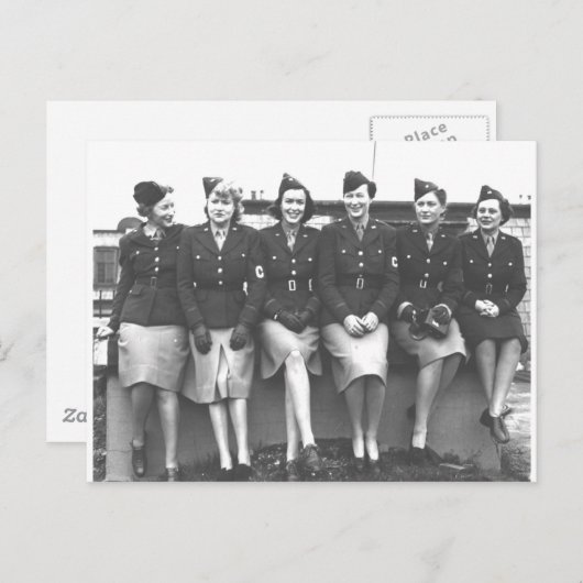 Retro  vrouwen in uniform leger briefkaart (Voorkant / Achterkant)
