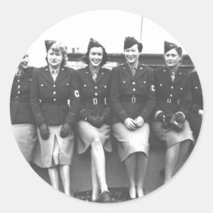 Retro  Vrouwen in Uniform Militair Vrouwen Ronde Sticker