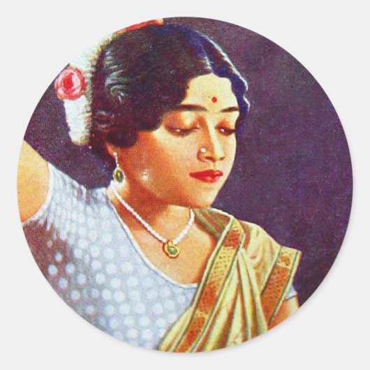  Retro Vrouwen Indiaas Vrouwen Schoonheid Ronde Sticker (Voorkant)