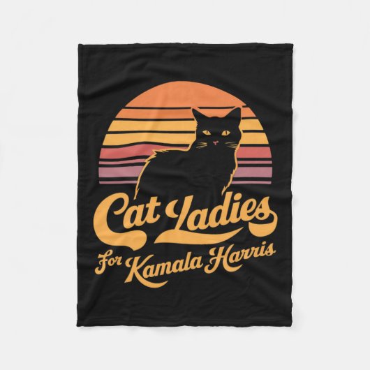 Retro Vrouwen Kamala Harris Cat Lady Fleece Deken (Voorkant)