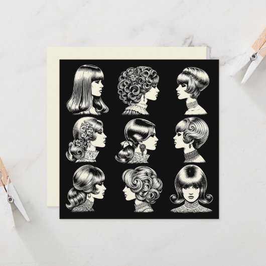 Retro Vrouwen Kapsels Boho  Cool Kaart (Voorkant / Achterkant in situ)