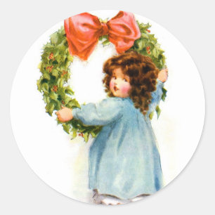  Retro Vrouwen Kerst Victoriaans Meisje Ronde Sticker