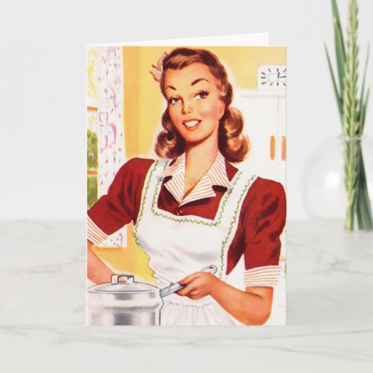 Retro Vrouwen Kitsch 50s Keuken Magic Kaart (Voorkant)