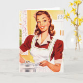 Retro Vrouwen Kitsch 50s Keuken Magic Kaart (Gele Bloem)
