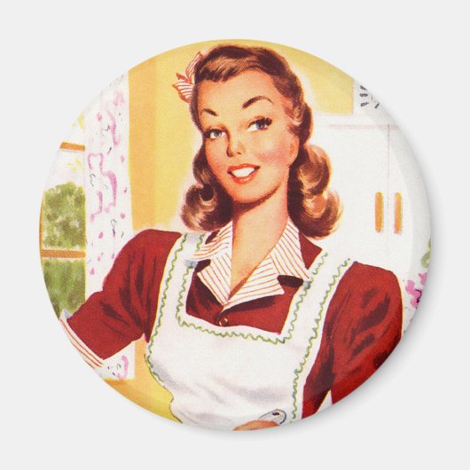  Retro Vrouwen Kitsch 50s Keuken Magic Magneet (Voorkant)