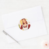  Retro Vrouwen Kitsch 50s Keuken Magic Ronde Sticker (Envelop)