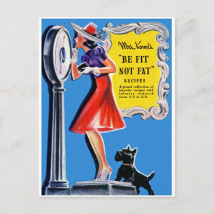  Retro Vrouwen Kitsch Be Fit, Niet Vet Boek Briefkaart