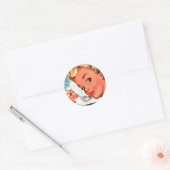 Retro Vrouwen Kitsch Soepen Klaar! advertentie Ronde Sticker (Envelop)