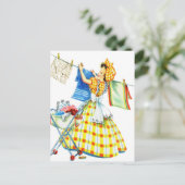 retro vrouwen Kitsch Wasserijdag Briefkaart (Staand voorkant)