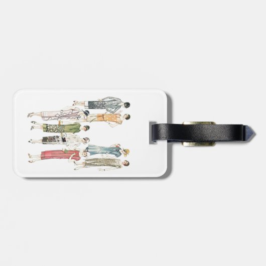 Retro  vrouwen Mode Drukken Bagagelabel (Achterkant horizontaal)