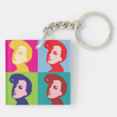 Retro Vrouwen Pop Art Sleutelhanger (Achterkant)
