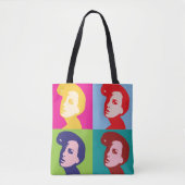 Retro Vrouwen Pop Art Tote Bag (Voorkant)