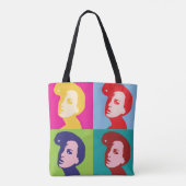 Retro Vrouwen Pop Art Tote Bag (Achterkant)