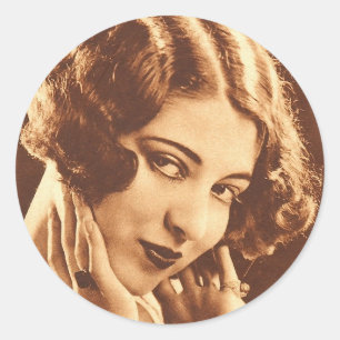  Retro Vrouwen Silent Film Star Ronde Sticker