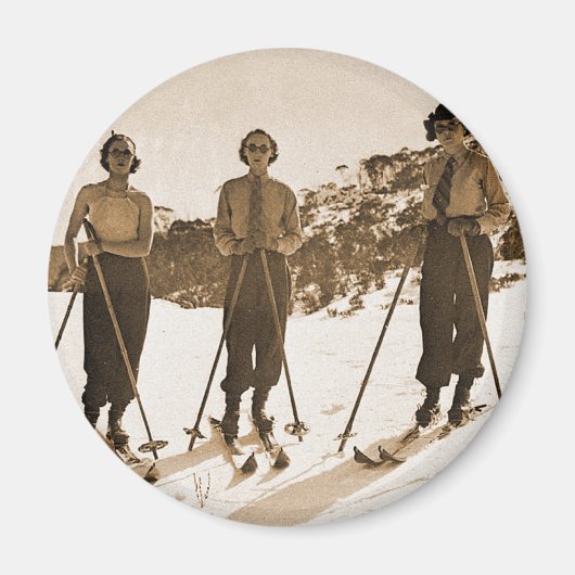  Retro Vrouwen Skiën 'Ski Bums 1942' Magneet (Voorkant)