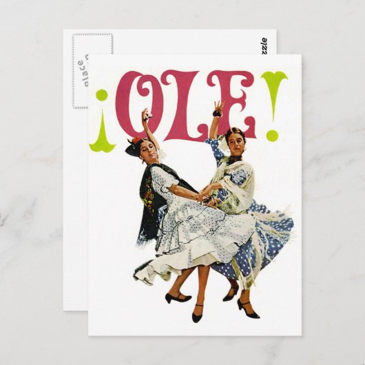  Retro Vrouwen Spaanse Flamenco Dansers Ole! Briefkaart (Voorkant / Achterkant)