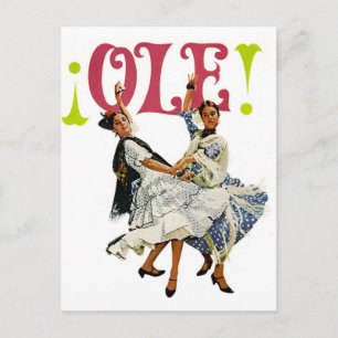  Retro Vrouwen Spaanse Flamenco Dansers Ole! Briefkaart