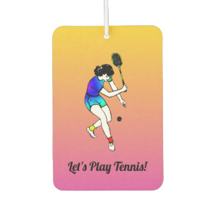 Retro Vrouwen Tennisspeler met tekst op roze Luchtverfrisser