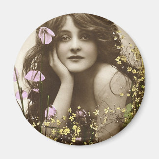  Retro Vrouwen Victoriaans Bloemenmeisje Magneet