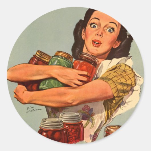  Retro Vrouwen WW2 Natuurlijk kan ik dat! Ronde Sticker (Voorkant)
