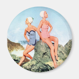 Retro Vrouwen Zwempakken en Zwemmen Petten Ook! Magneet