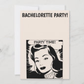 RETRO VROUWENBACHELORETTE PARTIJINVITATIE KAART (Voorkant)