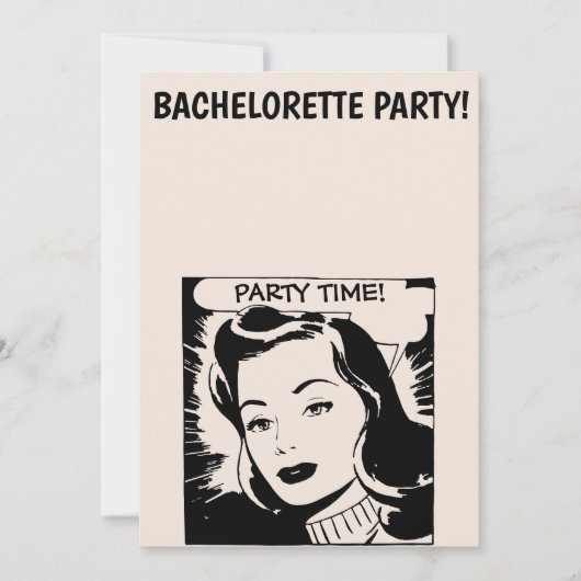 RETRO VROUWENBACHELORETTE PARTIJINVITATIE KAART (Voorkant)