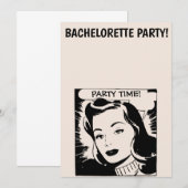 RETRO VROUWENBACHELORETTE PARTIJINVITATIE KAART (Voorkant / Achterkant)
