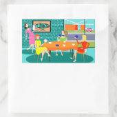 Retro Vrouwenkaartspelers Rechthoekige Sticker (Tas)