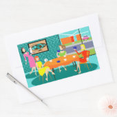 Retro Vrouwenkaartspelers Rechthoekige Sticker (Envelop)