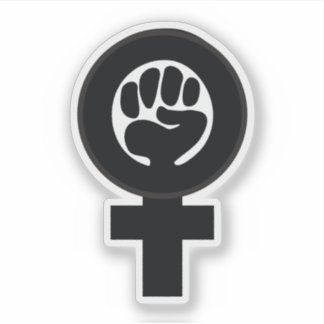 Retro vrouwensymbool met vuist sticker