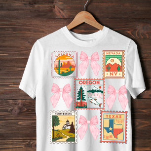 Retro VS Staten Coquette Postzegelontwerp T-shirt