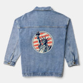 Retro VS Vlag Vrijheidsbeeld Denim Jacket (Achterkant)