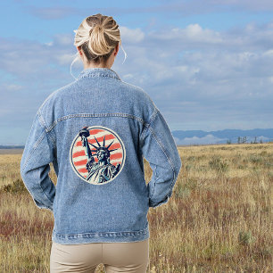 Retro VS Vlag Vrijheidsbeeld Denim Jacket