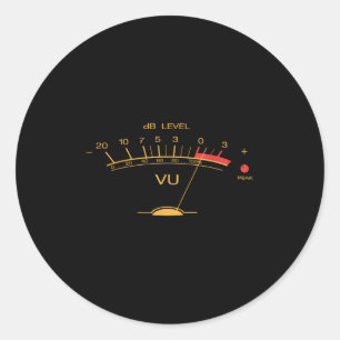 Retro VU meter Audio Engineer Recording Me Ronde Sticker