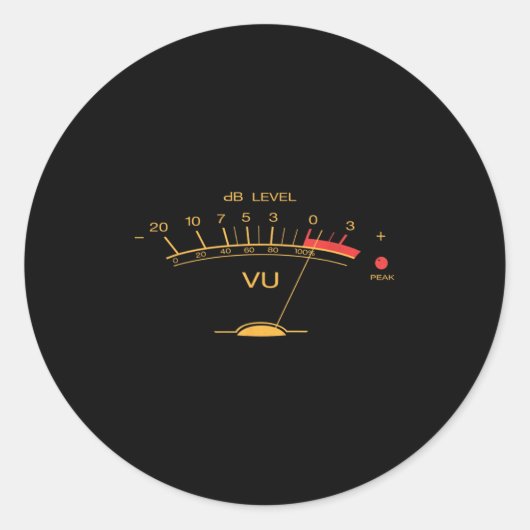 Retro VU meter Audio Engineer Recording Me Ronde Sticker (Voorkant)