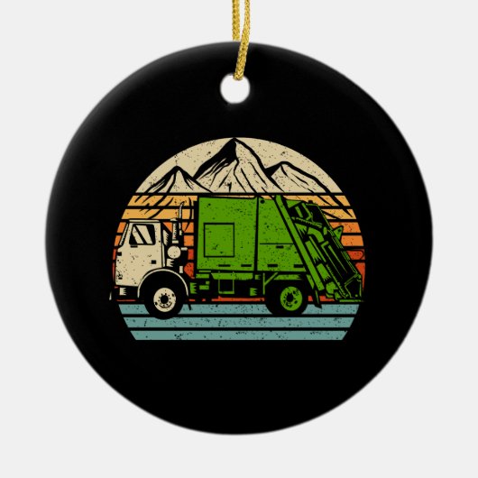 Retro Vuilniswagen Dump Truck Collector Rec Keramisch Ornament (Voorkant)