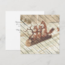 Retro  vun vos riet een buiklaag op sneeuw