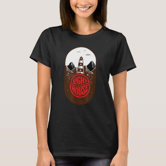  Retro Vuurtorens Oceaan T-shirt (Voorkant)