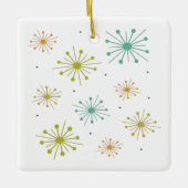 Retro vuurwerk Starbursts Mid Century Kerstmis Keramisch Ornament (Voorkant)