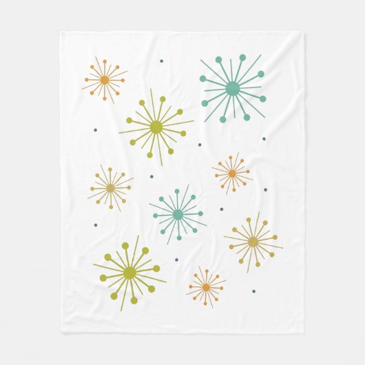Retro vuurwerk Starbursts Midden-eeuw Fleece Deken (Voorkant)