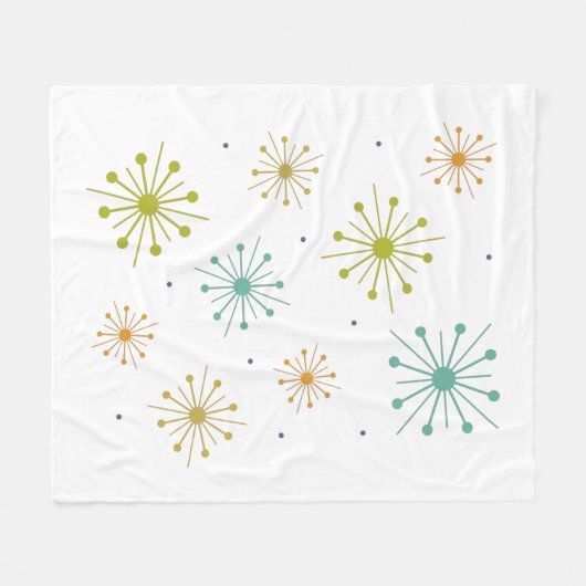 Retro vuurwerk Starbursts Midden-eeuw Fleece Deken (Voorkant (Horizontaal))