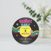 Retro Vynil Record Groovy Baby shower 80s Neon Kaart (Staand voorkant)