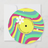 Retro Vynil Record Groovy Baby shower 80s Neon Kaart (Achterkant)