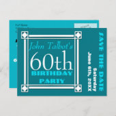 Retro W 60e verjaardagsfeest Bewaar de datum Aankondigingskaart (Voorkant / Achterkant)