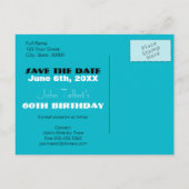 Retro W 60e verjaardagsfeest Bewaar de datum Aankondigingskaart (Achterkant)