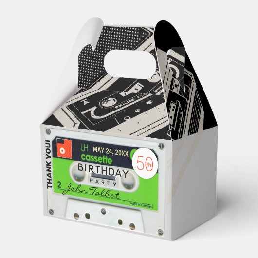 Retro W Audiotape 50th Birthday Dank u FB Bedankdoosjes (Voorkant Zijde)